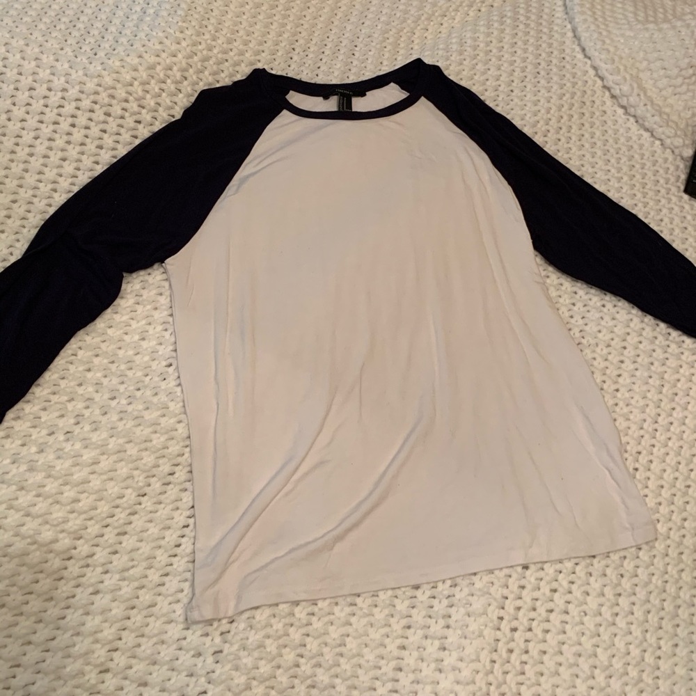 White and navy baseball tee!